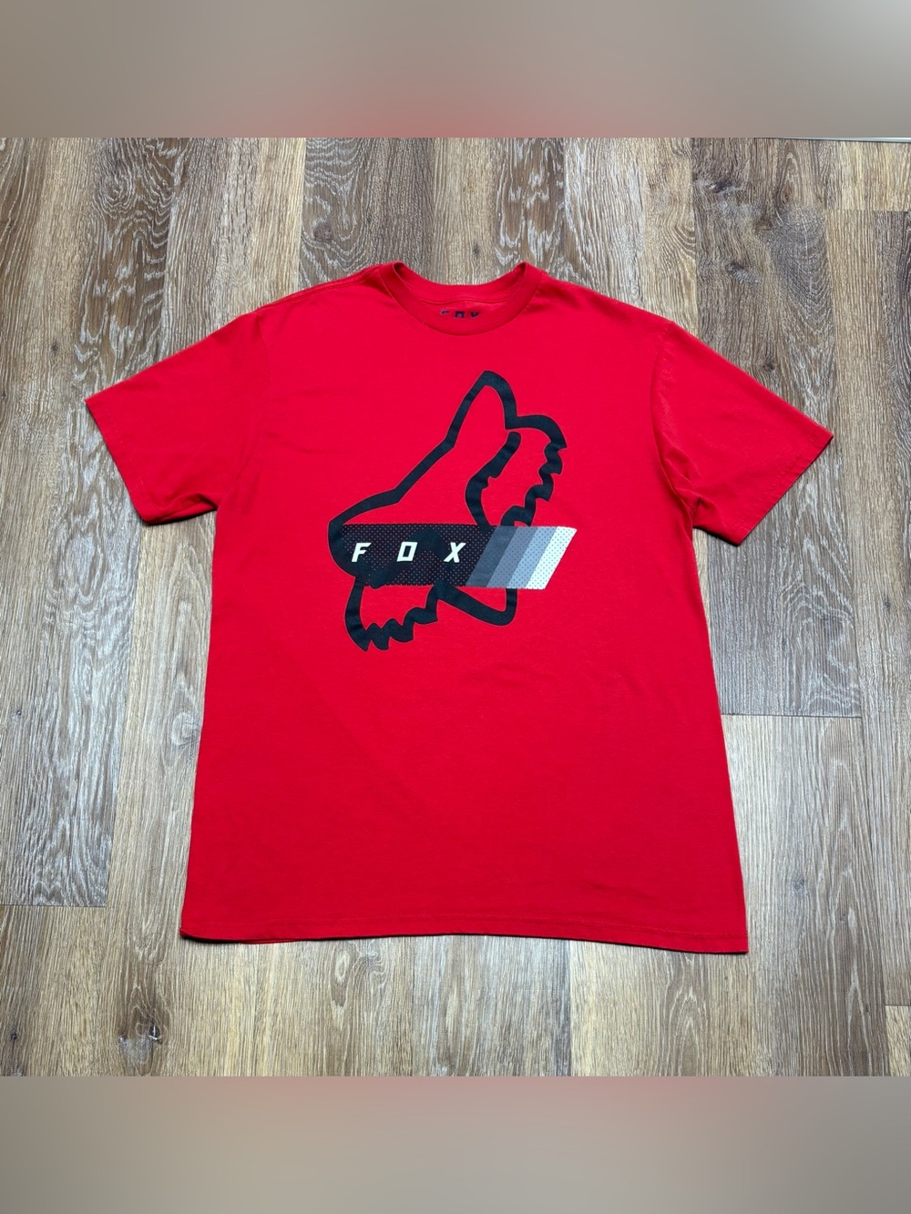 Fox Red Crewneck Logo Tee with Black Accents